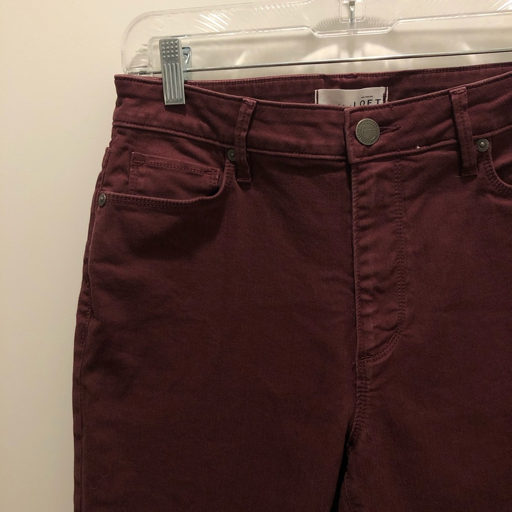 Loft Maroon Curvy High Waited Skinny